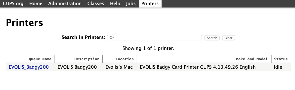 Badgy web cups interface terminal printers