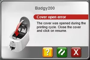 Visual of the Badgy printer information system pop-up window